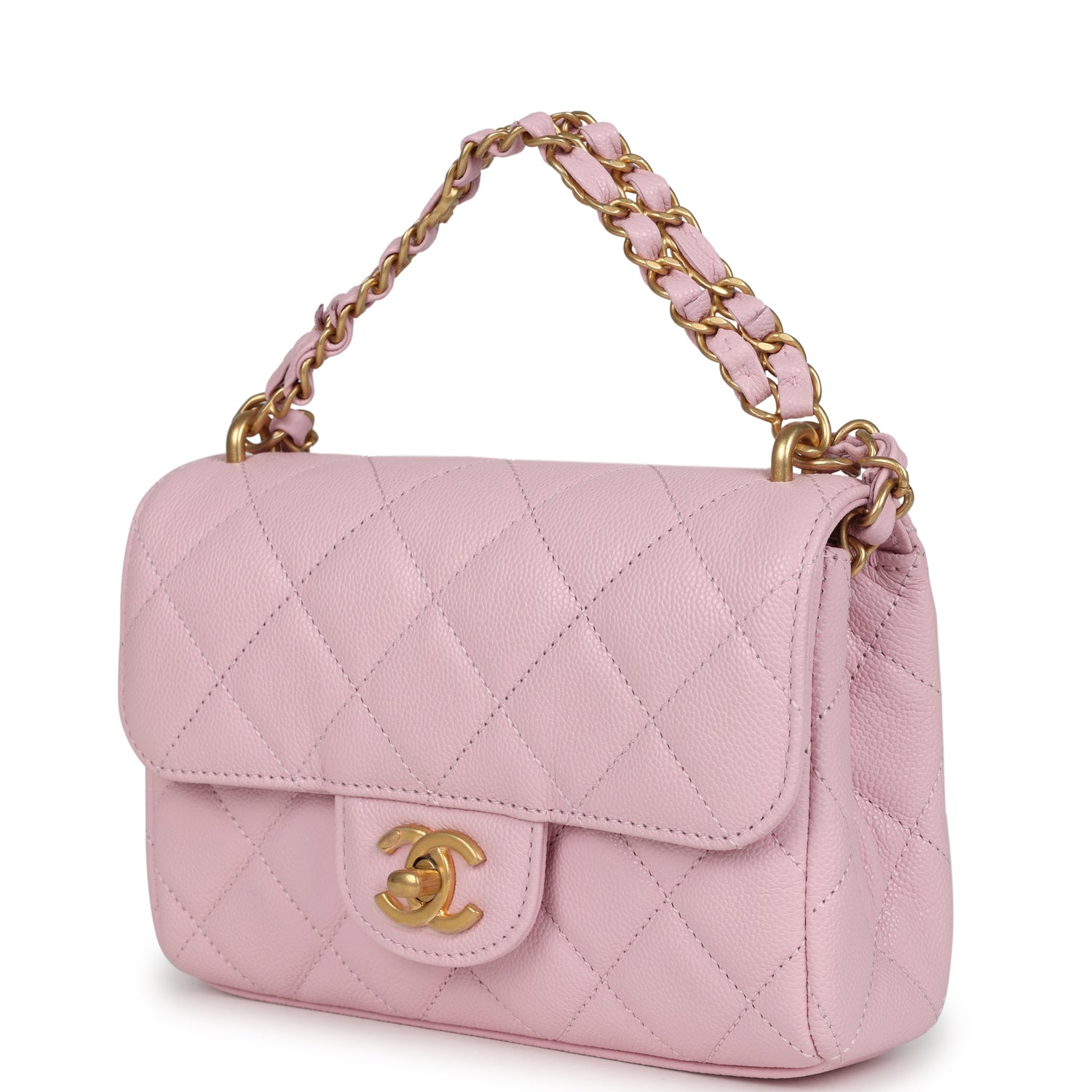 Chanel Mini Flap Bag Light Pink Caviar Brushed Gold Hardware
