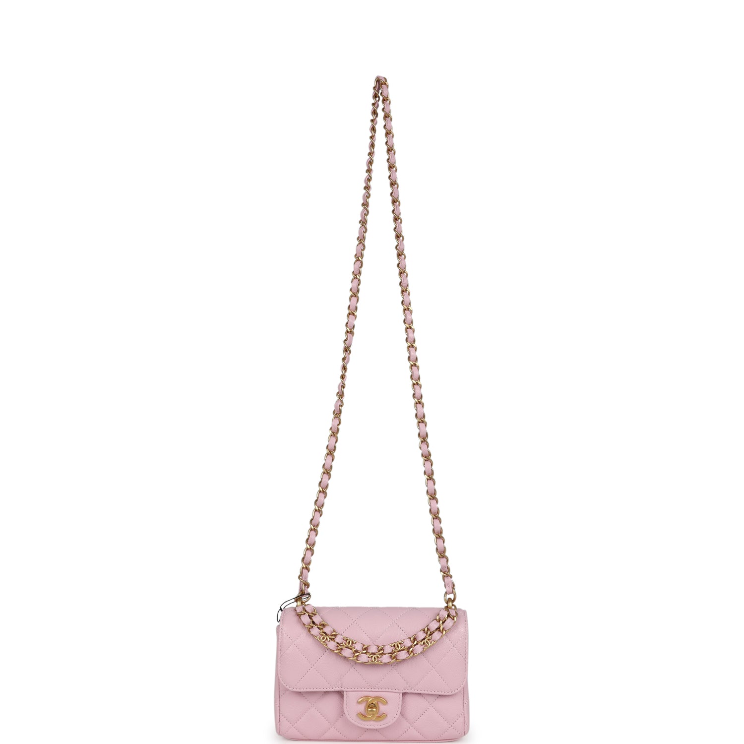 Chanel Mini Flap Bag Light Pink Caviar Brushed Gold Hardware