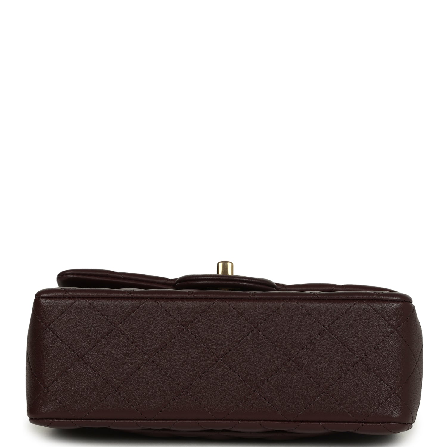Chanel Mini Rectangular Flap Bag with Top Handle Dark Brown Lambskin Light Gold Hardware