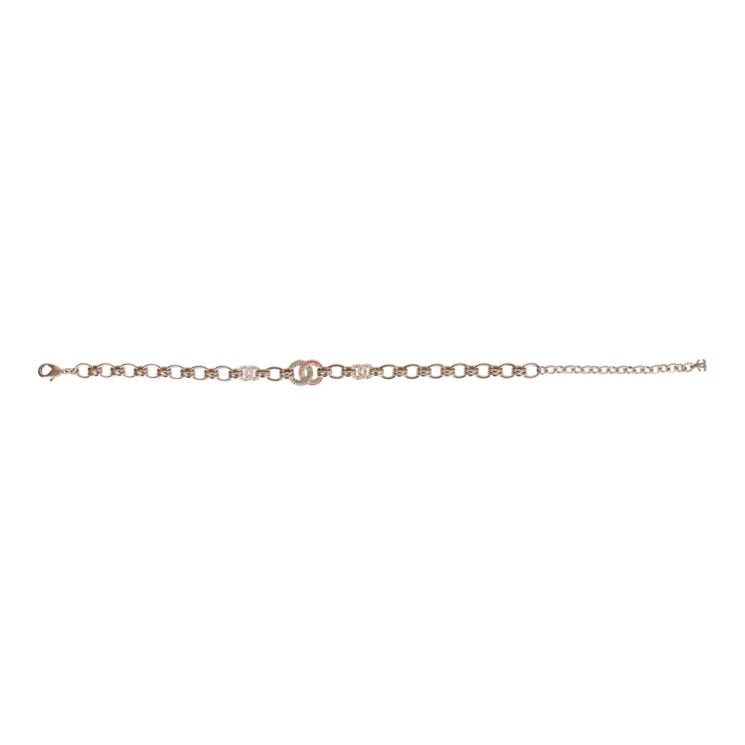 Chanel Gold Tone and Multicolor Crystal CC Choker Necklace