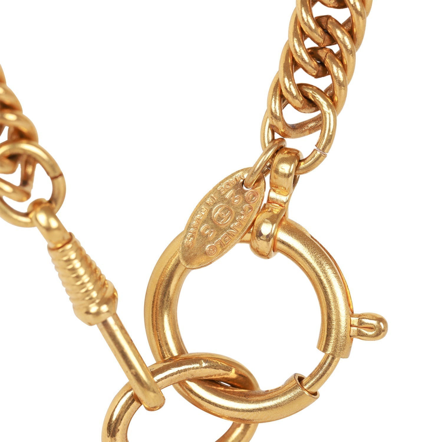 Vintage Chanel 24K Gold Plated Amber Gripoix Loupe Pendant Necklace