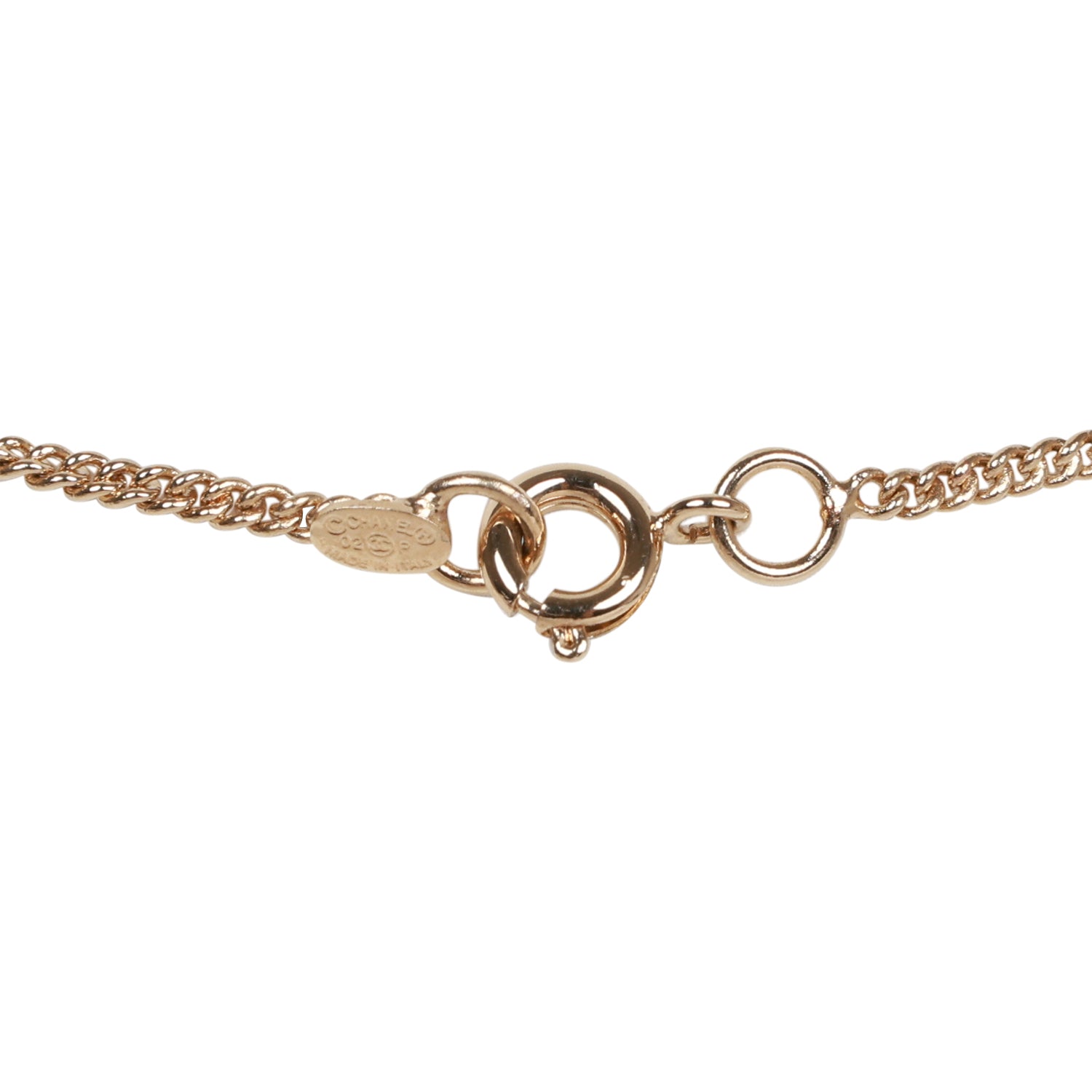 Vintage Chanel 24K Gold Plated Pink No.5 Rhinestone Pendant Necklace