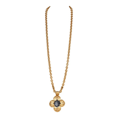 Vintage Chanel 24K Gold Plated Grapevine Mirror Pendant Necklace