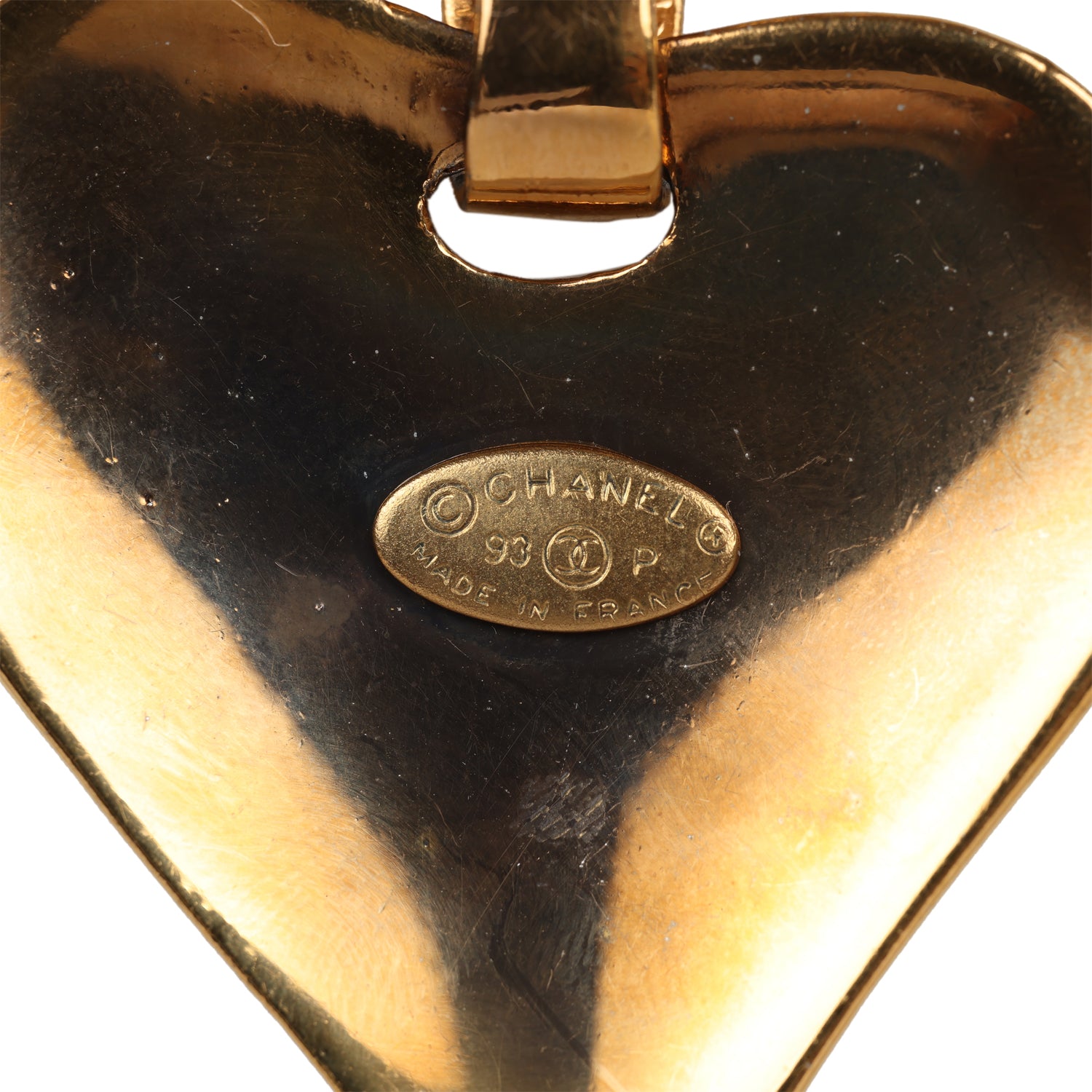Vintage Chanel 24K Gold Plated Long CC Heart Pendant Necklace