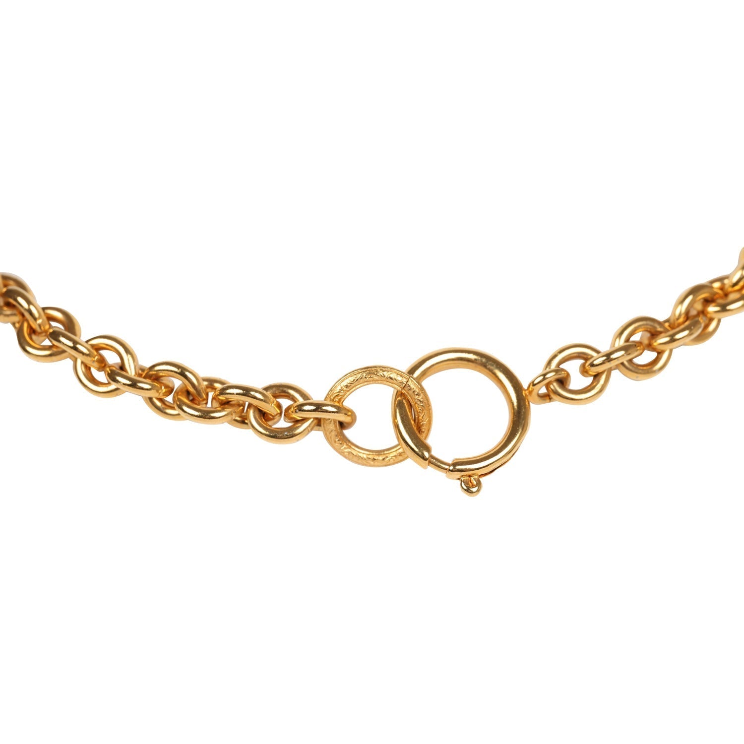 Vintage Chanel 24K Gold Plated Long CC Heart Pendant Necklace