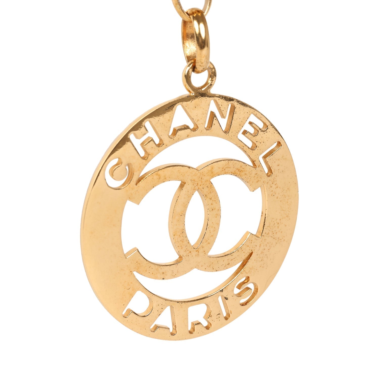 Vintage Chanel 24K Gold Plated CC Paris Jumbo Medallion