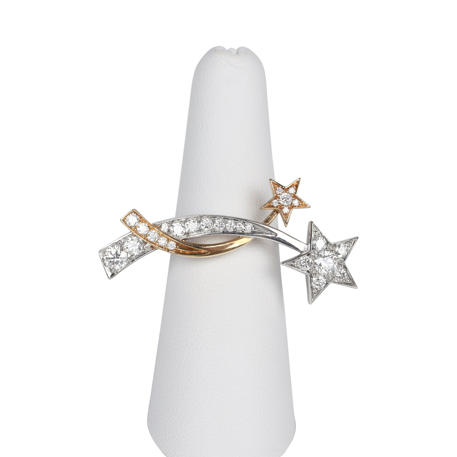 Pre-owned Chanel Etoile Filante Ring 18k White and Yellow Gold with Diamonds