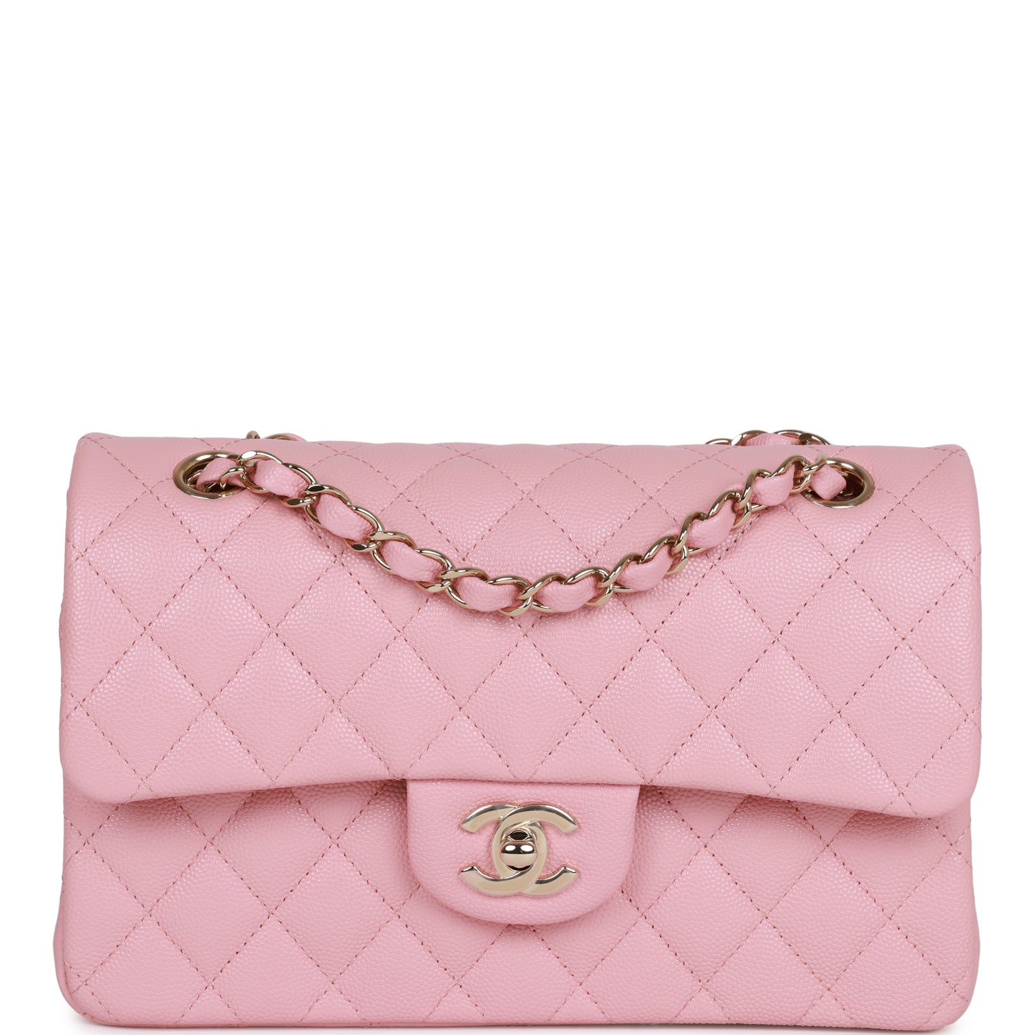 Chanel Small Classic Double Flap Bag Pink Caviar Light Gold Hardware
