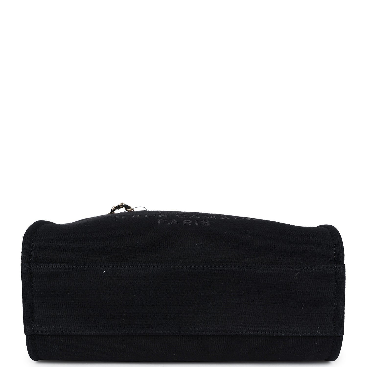 Chanel Small Deauville Shopping Tote Black Canvas Light Gold Hardware