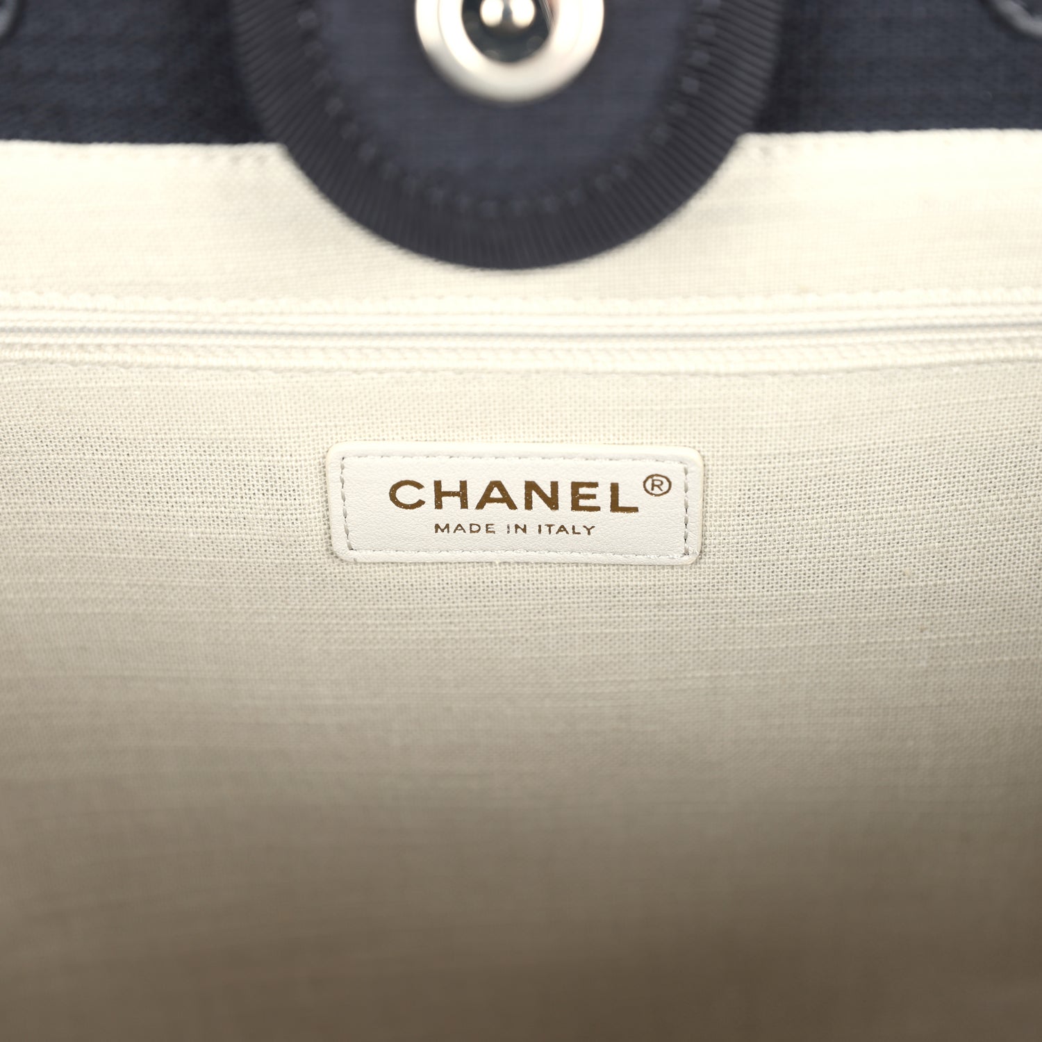 Chanel Small Deauville Shopping Tote Black Canvas Light Gold Hardware