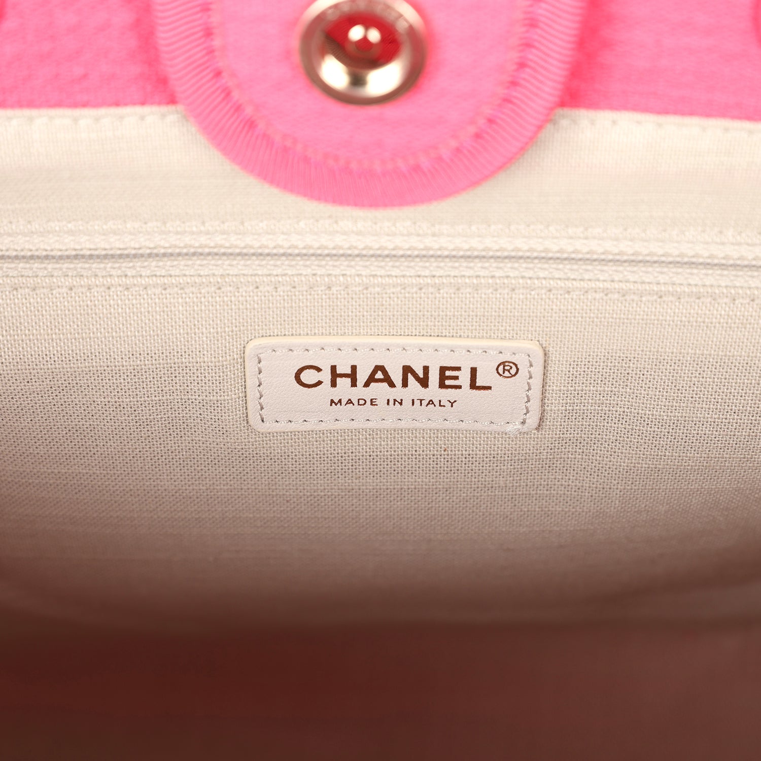Chanel Small Deauville Shopping Tote Hot Pink Canvas Light Gold Hardware