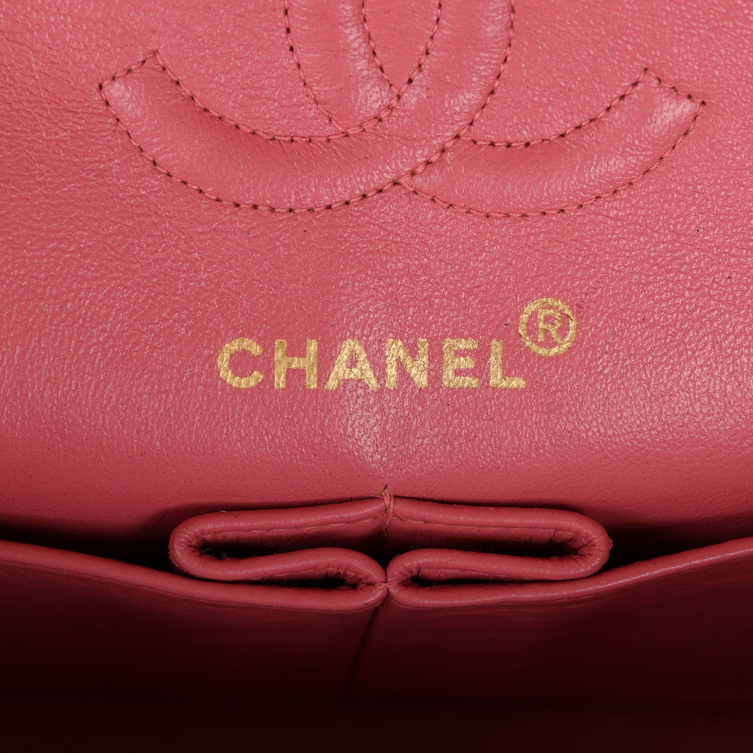 Vintage Chanel Small Classic Double Flap Bag Dark Pink Lambskin Gold Hardware