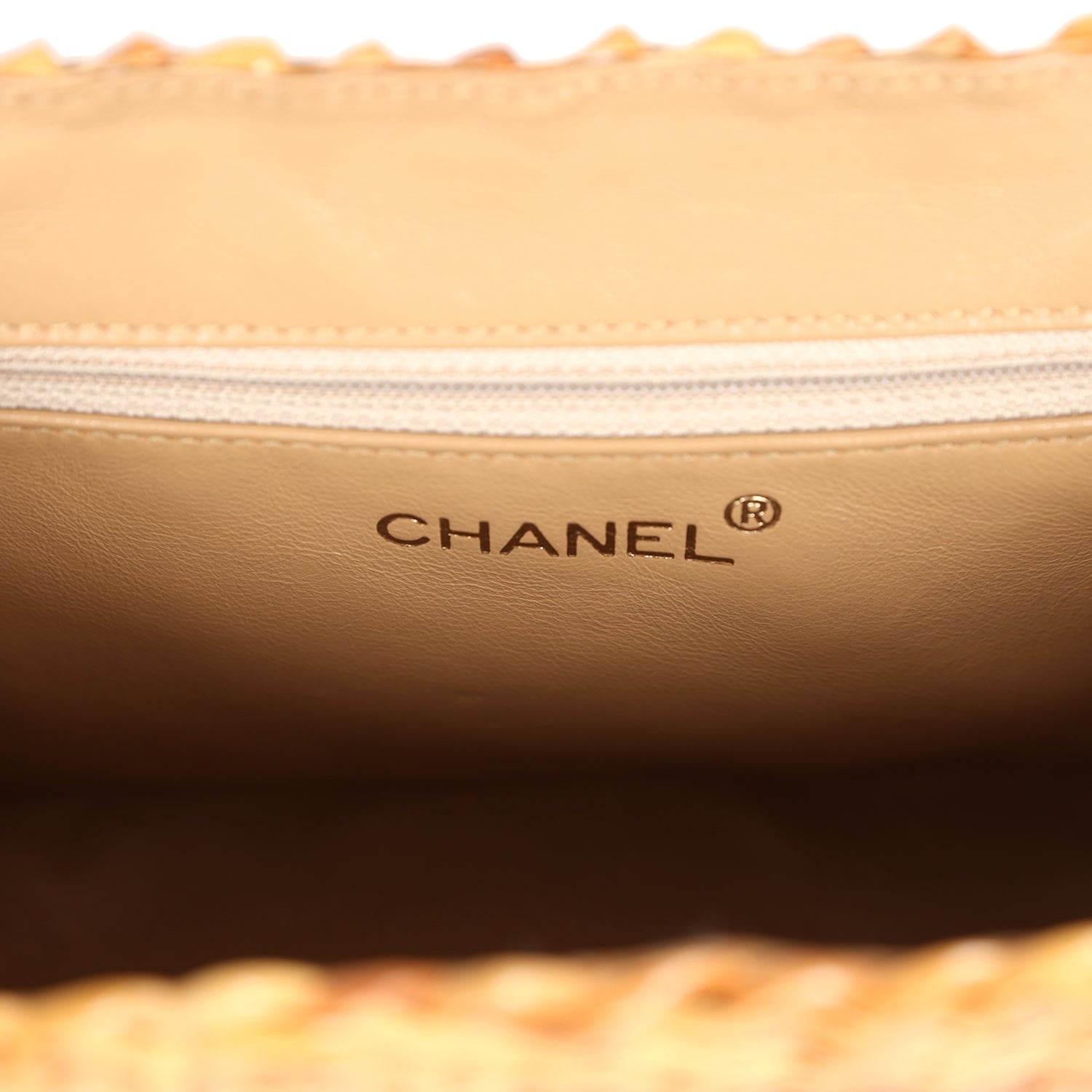Vintage Chanel Small Picnic Basket Bag Natural Wicker Gold Hardware