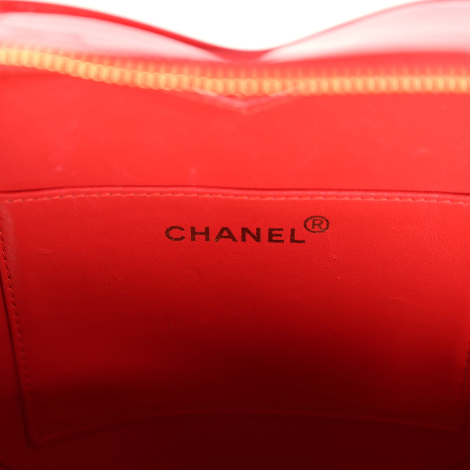 Vintage Chanel Heart Vanity Bag Red and Black Patent Antique Gold Hardware