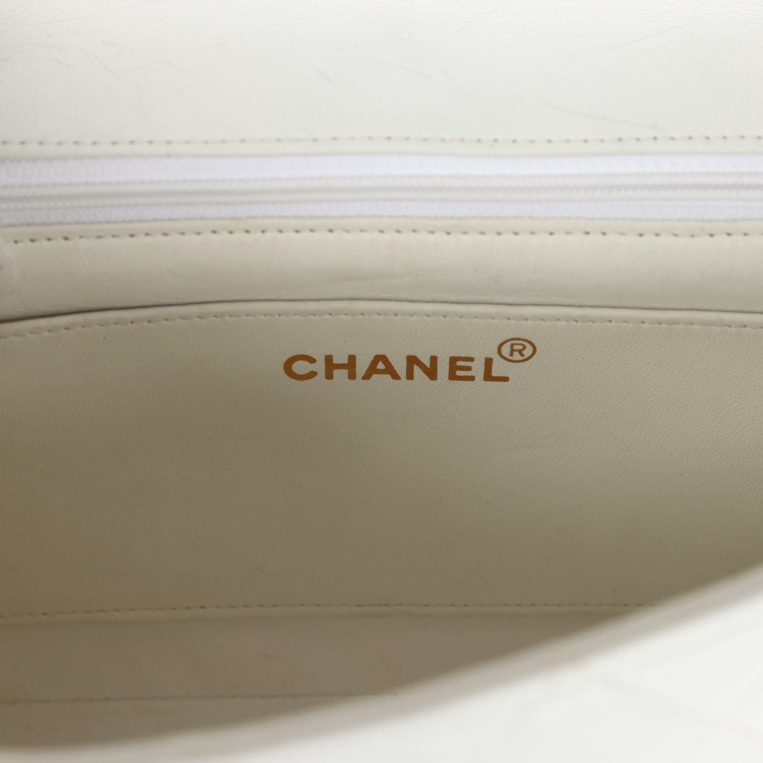 Vintage Chanel Medium Diana Flap Bag White and Black Lambskin Gold Hardware
