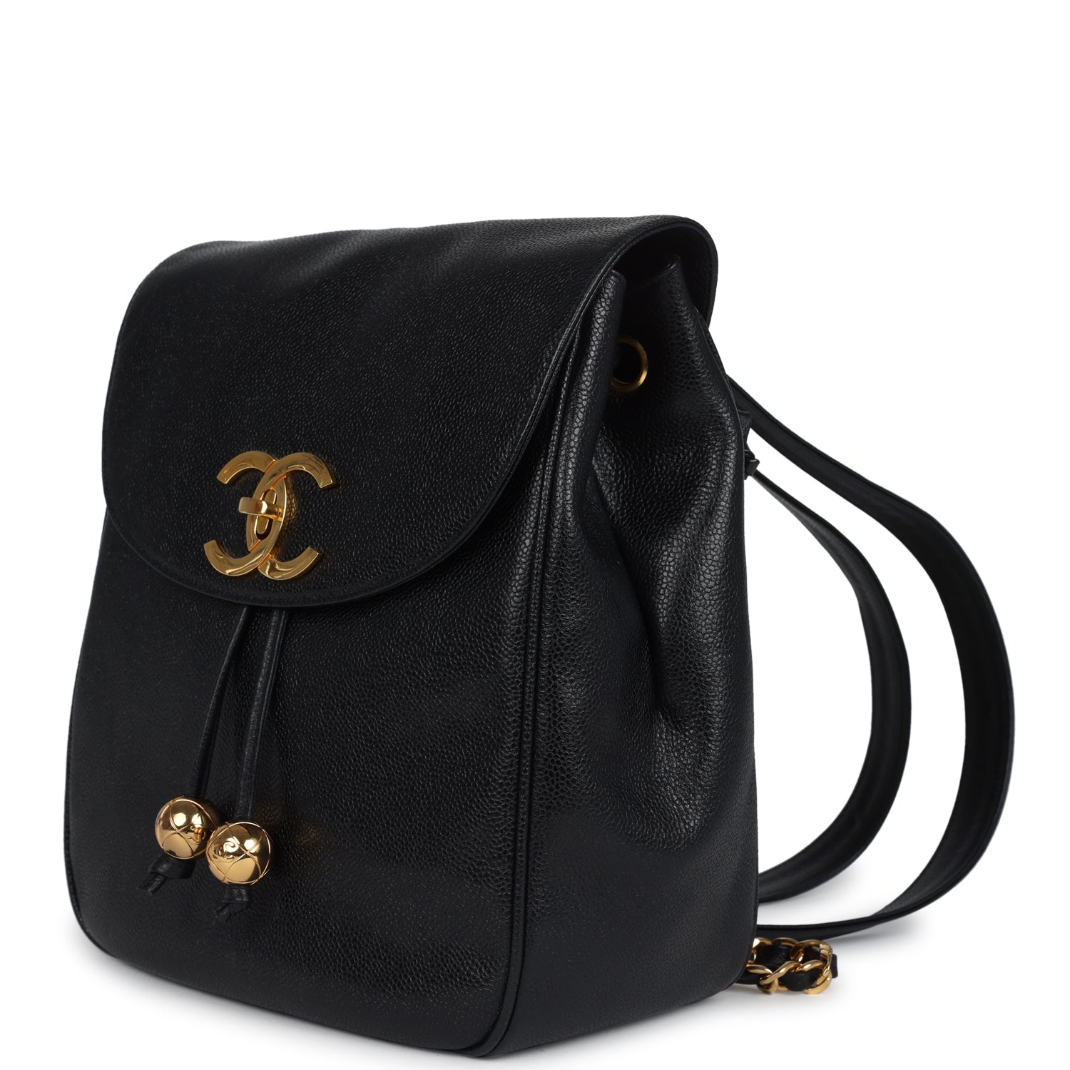 Vintage Chanel Medium CC Backpack Black Caviar Gold Hardware