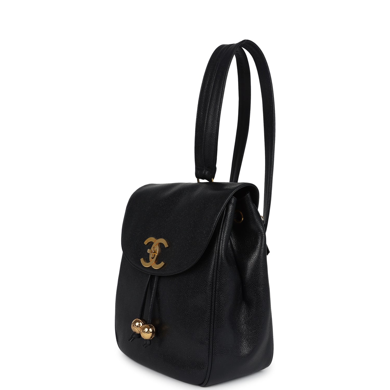 Vintage Chanel Medium CC Backpack Black Caviar Gold Hardware