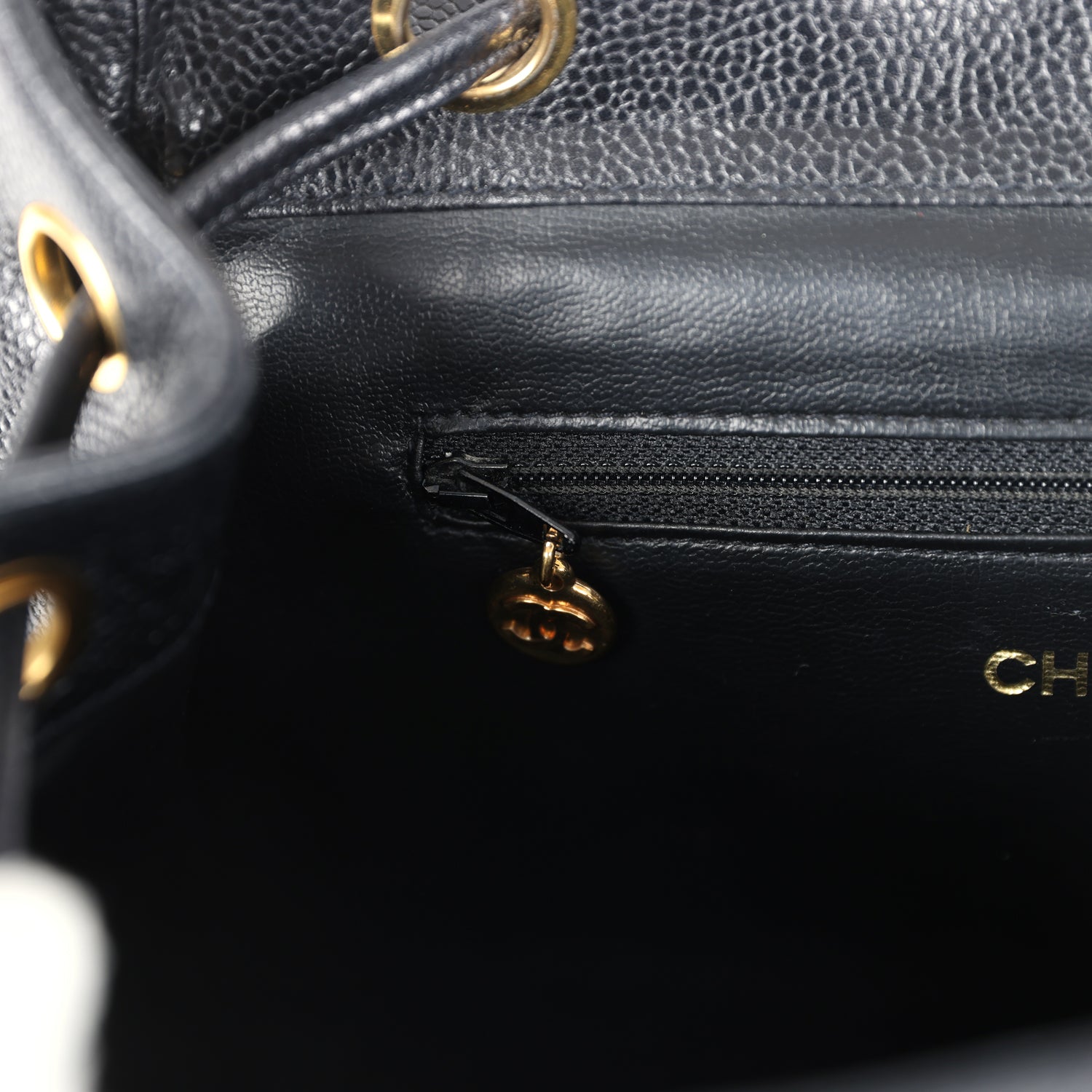 Vintage Chanel Medium CC Backpack Black Caviar Gold Hardware