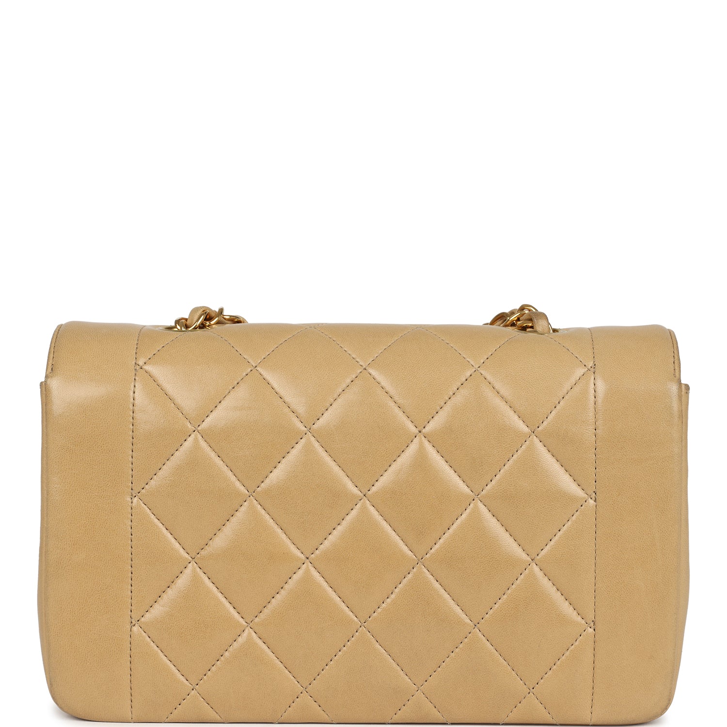 Vintage Chanel Small Diana Flap Bag Beige Lambskin Gold Hardware