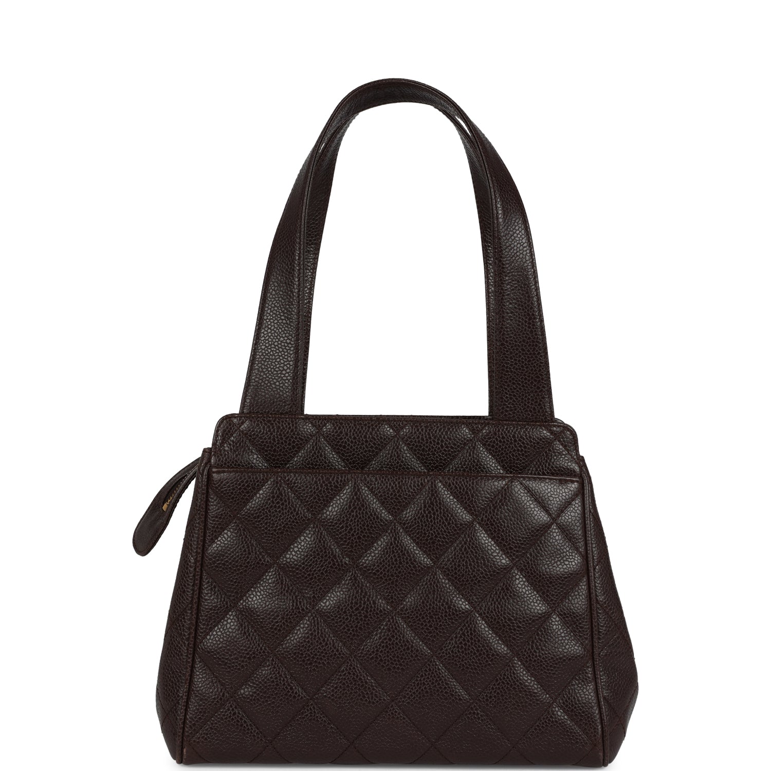 Vintage Chanel Mini Shopper Shoulder Bag Brown Caviar Gold Hardware