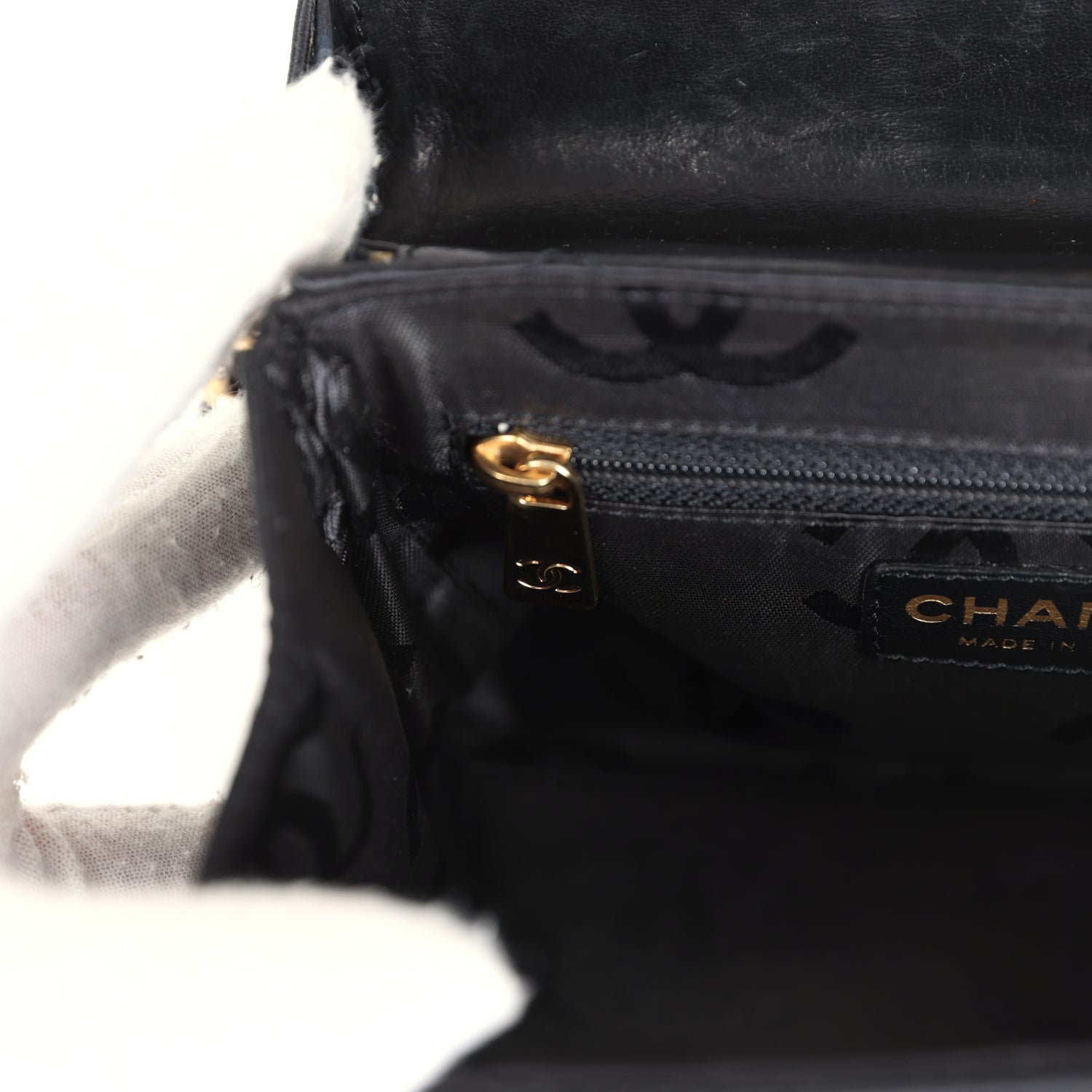 Vintage Chanel Mini Evening Handbag Bag Black Satin Gold Hardware