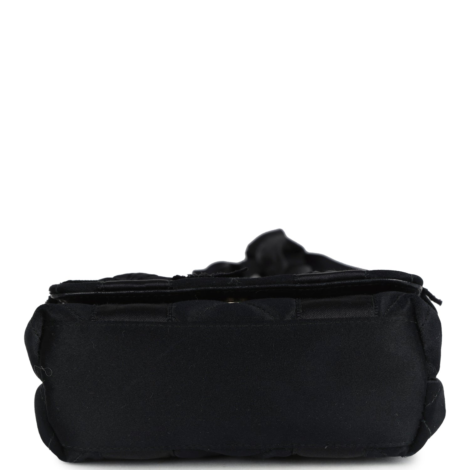Vintage Chanel Mini Bow Shoulder Bag Black Satin Gold Hardware