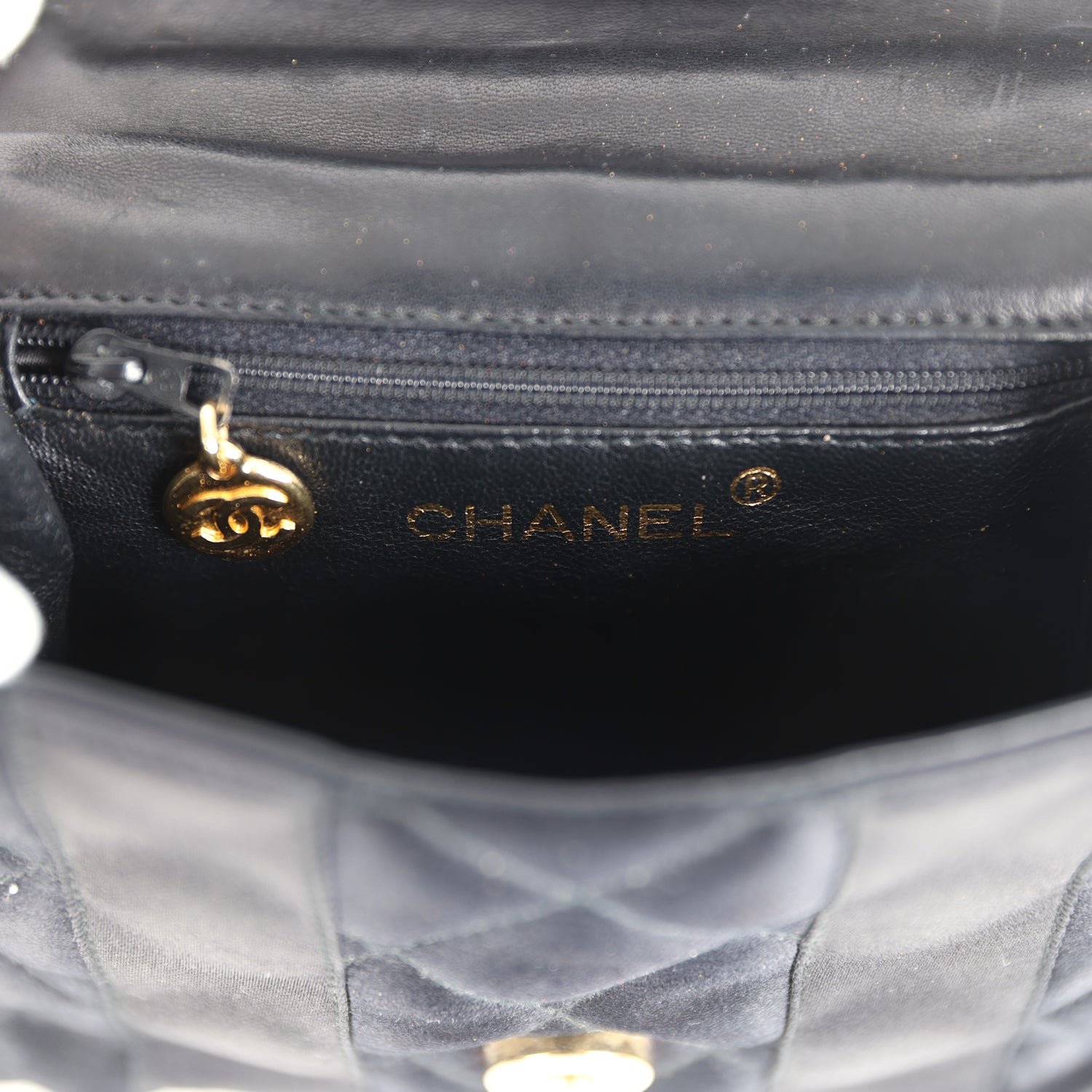 Vintage Chanel Mini Bow Shoulder Bag Black Satin Gold Hardware