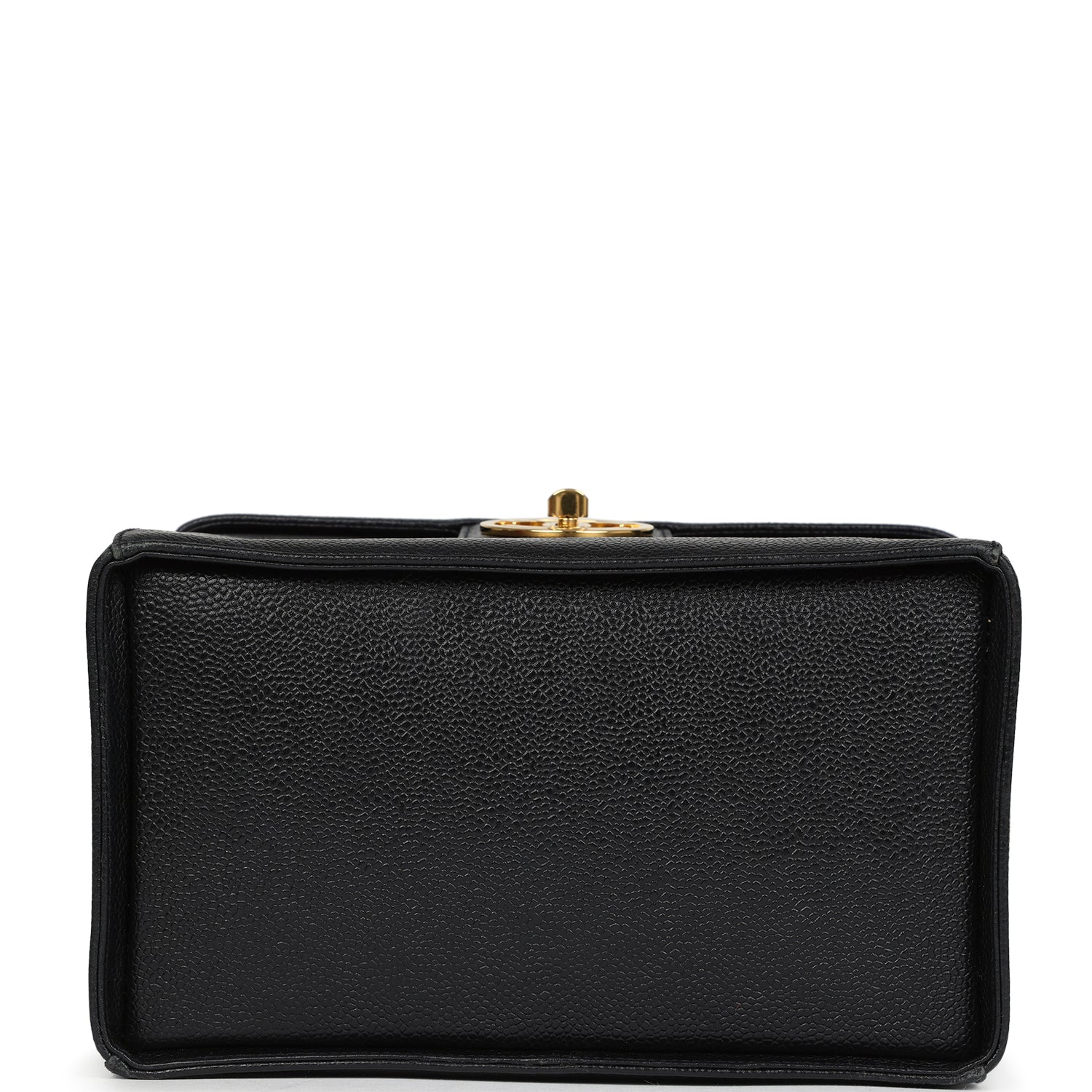 Vintage Chanel Large Box Vanity Bag Black Caviar Gold Hardware