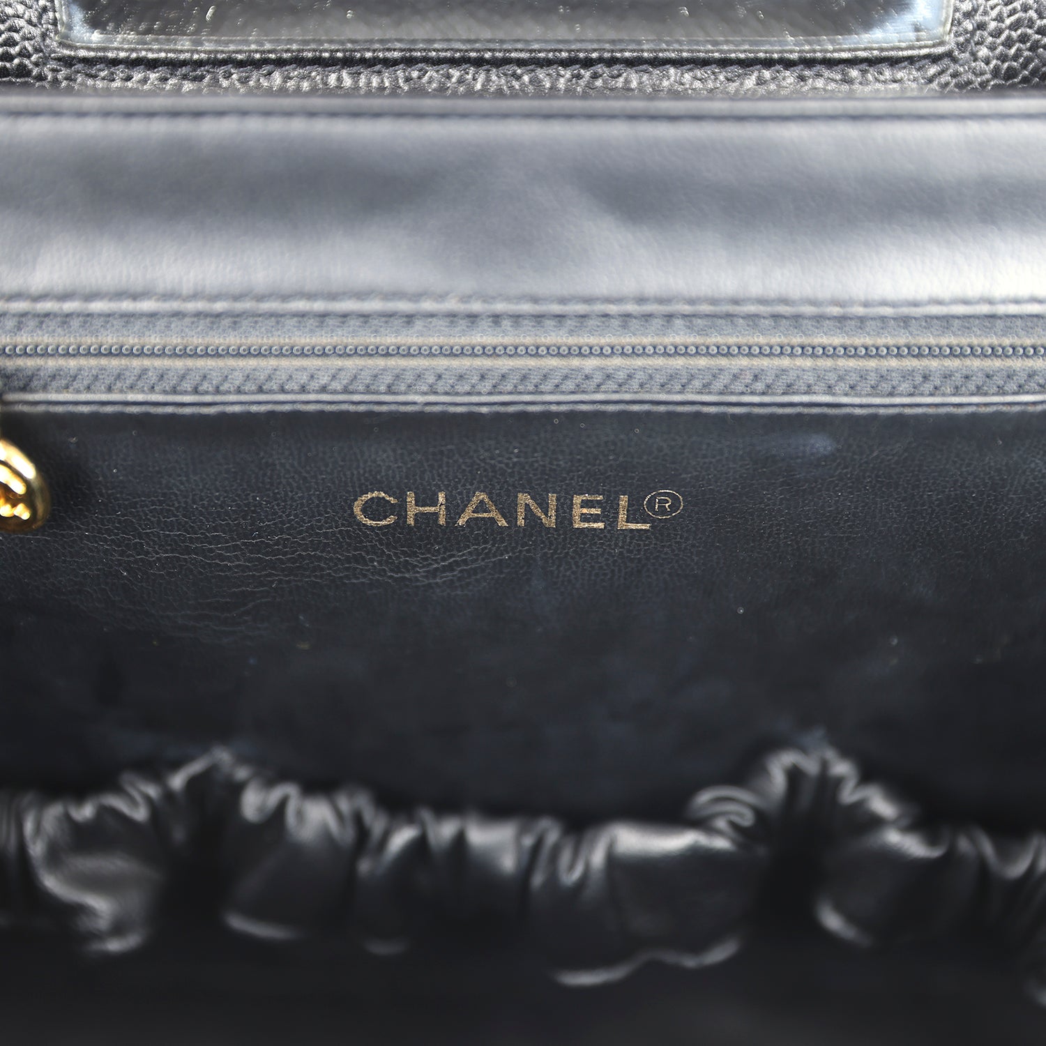 Vintage Chanel Large Box Vanity Bag Black Caviar Gold Hardware