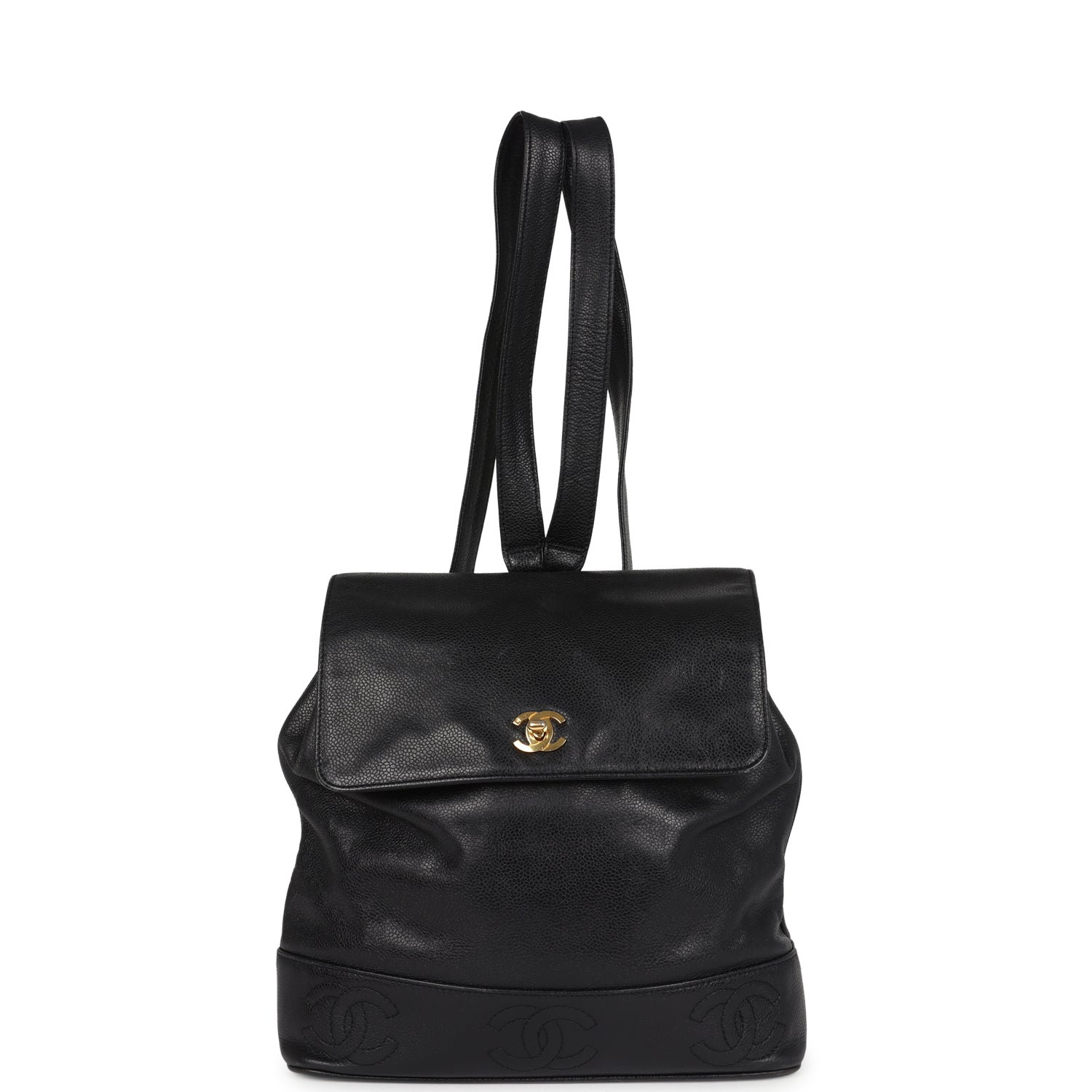 Vintage Chanel Medium CC Backpack Black Caviar Gold Hardware