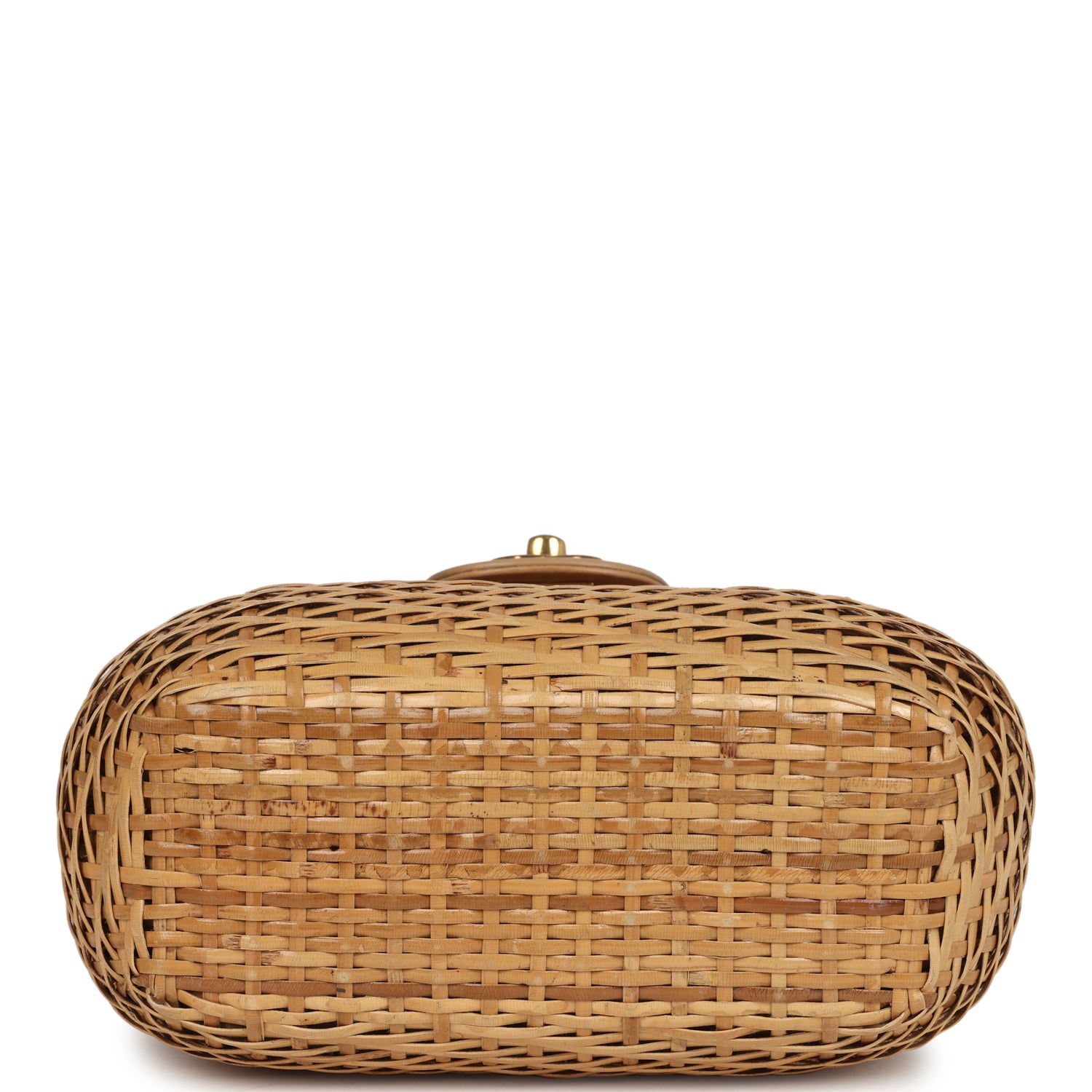 Vintage Chanel Basket Bag Beige Lambskin and Rattan Wicker Gold Hardware