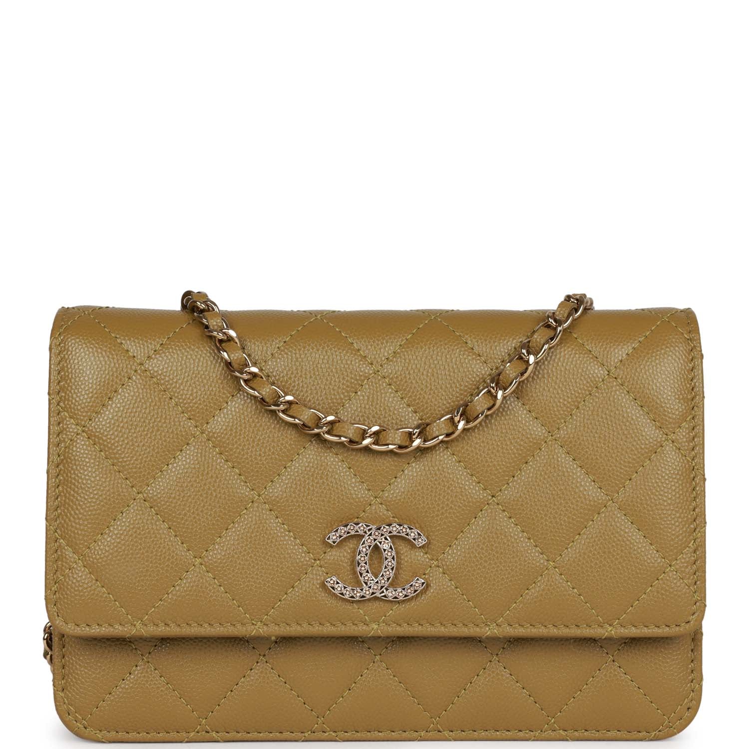 Chanel Wallet on Chain WOC Olive Green Caviar Light Gold Hardware