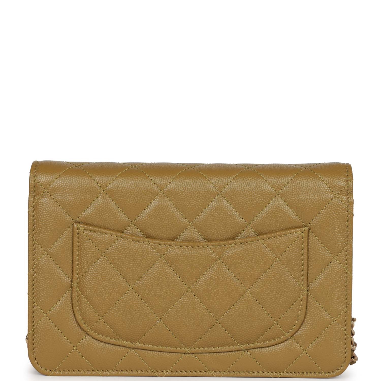 Chanel Wallet on Chain WOC Olive Green Caviar Light Gold Hardware