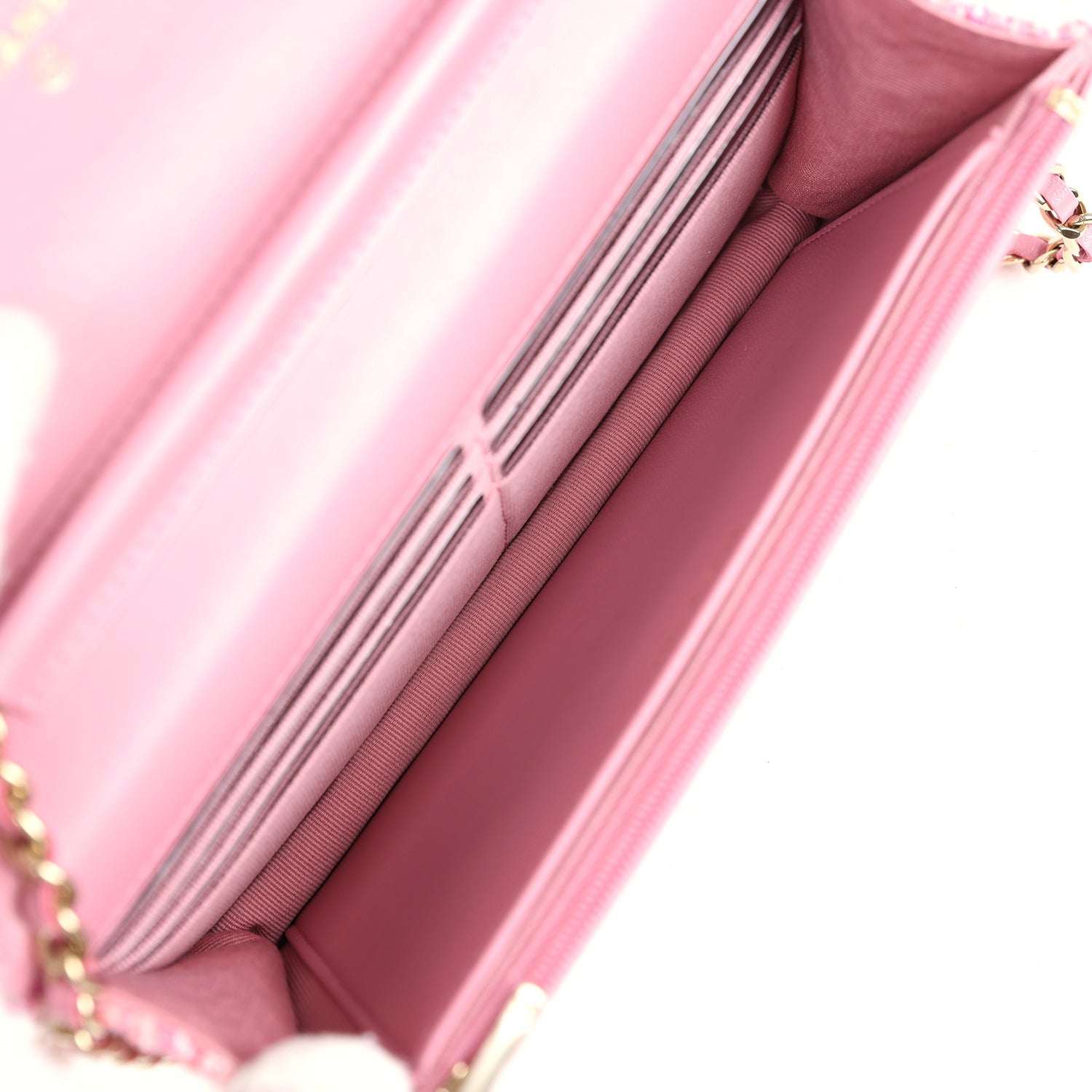 Chanel Classic Wallet On Chain WOC Pink Multicolored Tweed Gold Hardware