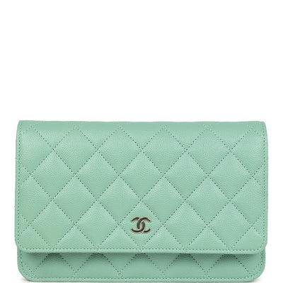 Chanel Wallet On Chain WOC Light Green Caviar Light Gold Hardware