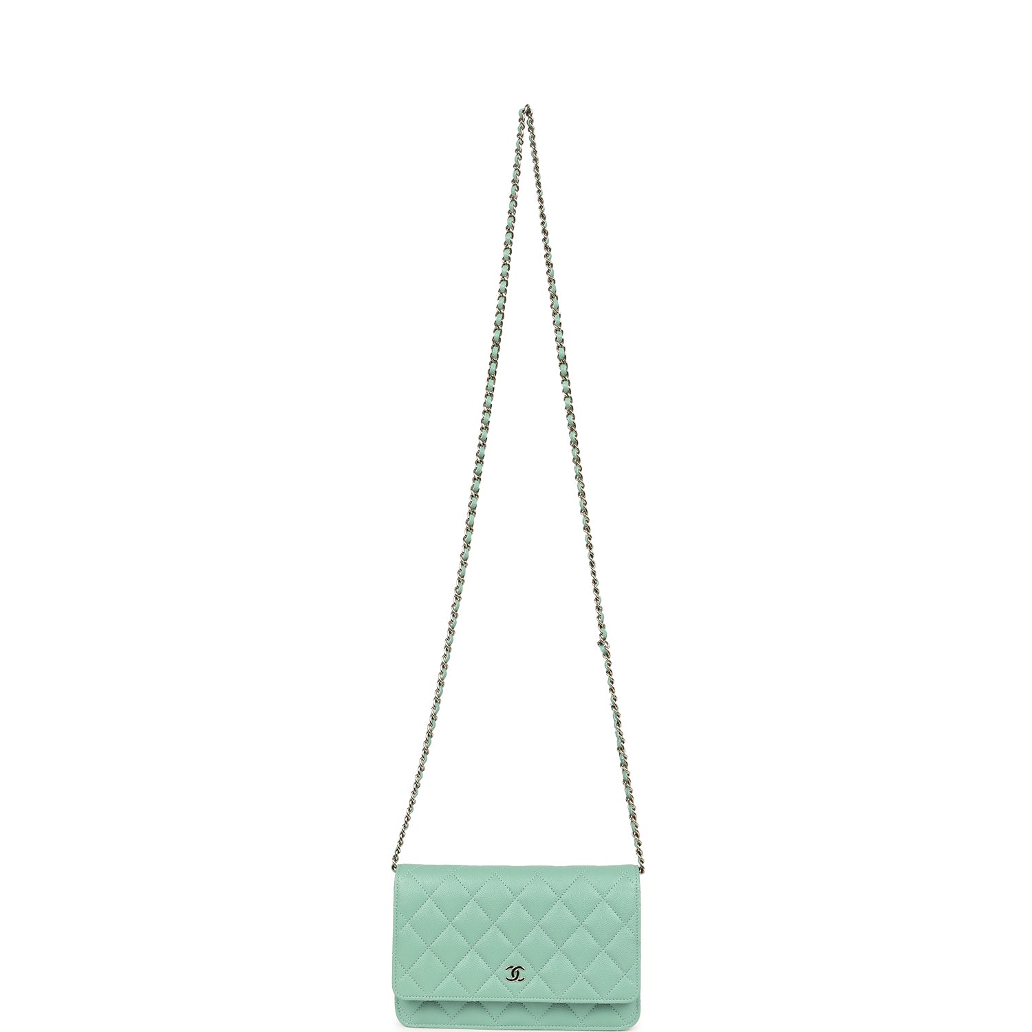 Chanel Wallet On Chain WOC Light Green Caviar Light Gold Hardware