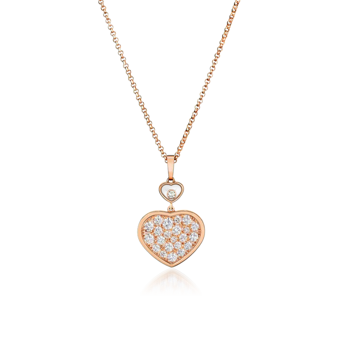HAPPY HEART NECKLACE PINK GOLD FULL DIAMOND