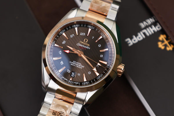 Luxury GMT Style Watch Chocolate Brown Dial Stainless Steel Design