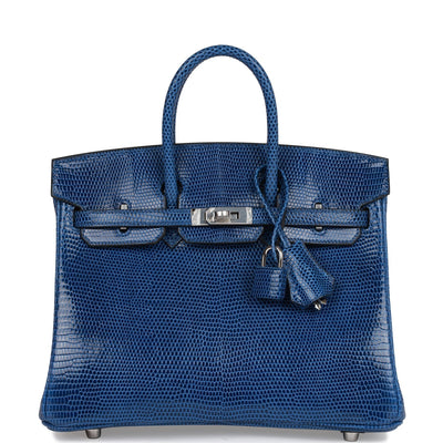 Hermes Birkin 25 Bleu Saphir Niloticus Lizard Palladium Hardware