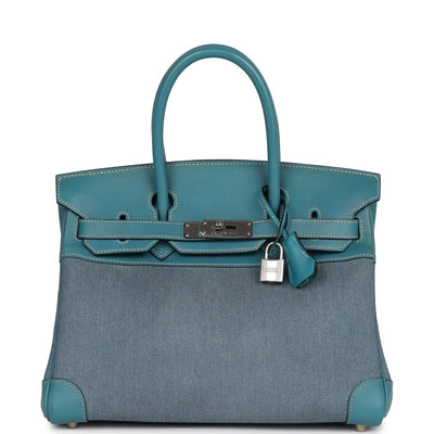Vintage Hermes Birkin 30 Blue Jean Gulliver and Denim Palladium Hardware