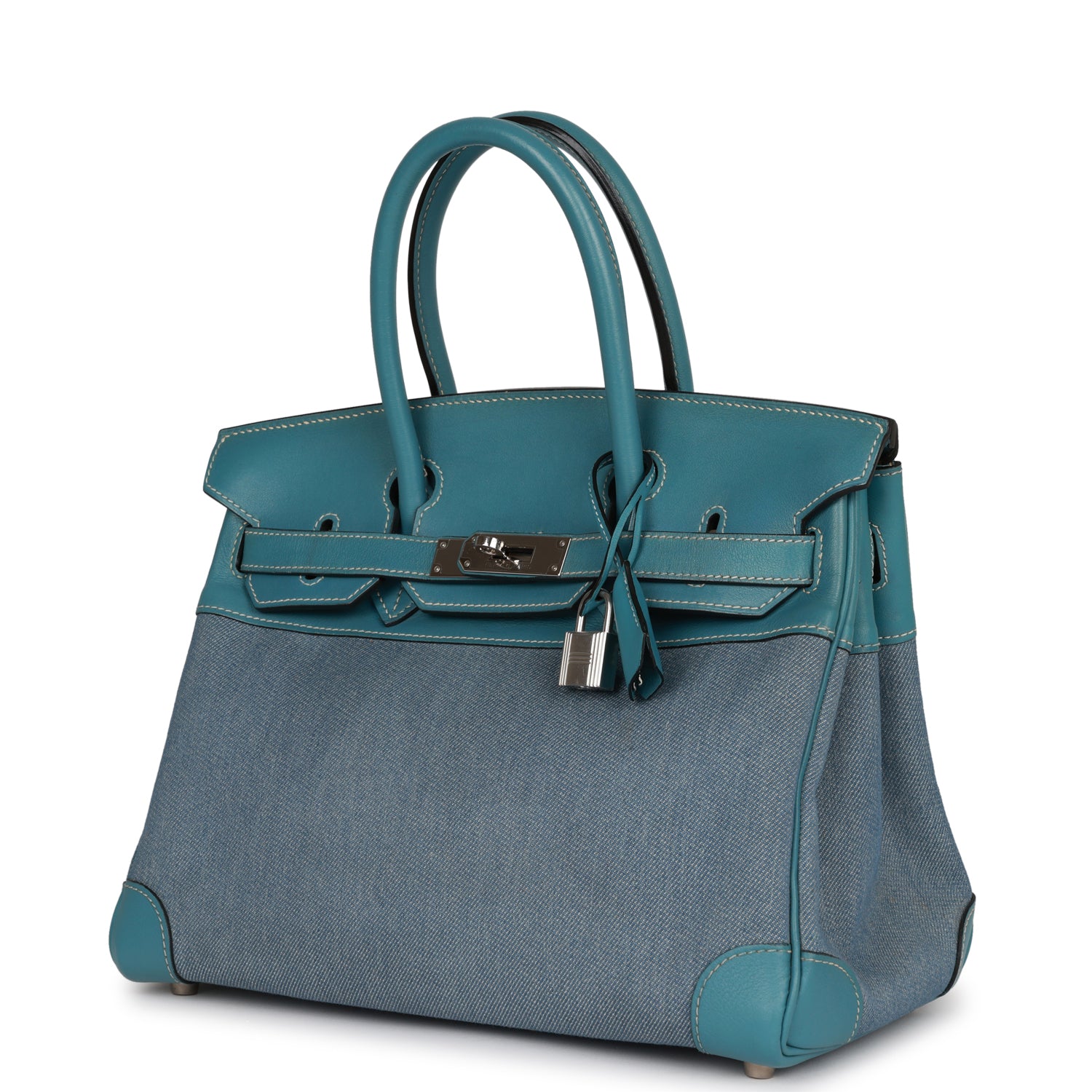Vintage Hermes Birkin 30 Blue Jean Gulliver and Denim Palladium Hardware