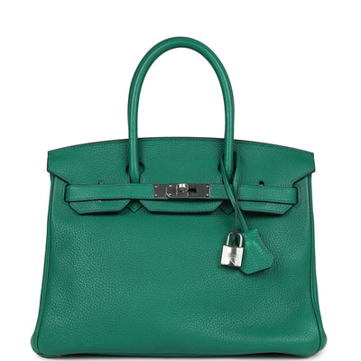 Pre-owned Hermes Birkin 30 Vert Vertigo Togo Palladium Hardware