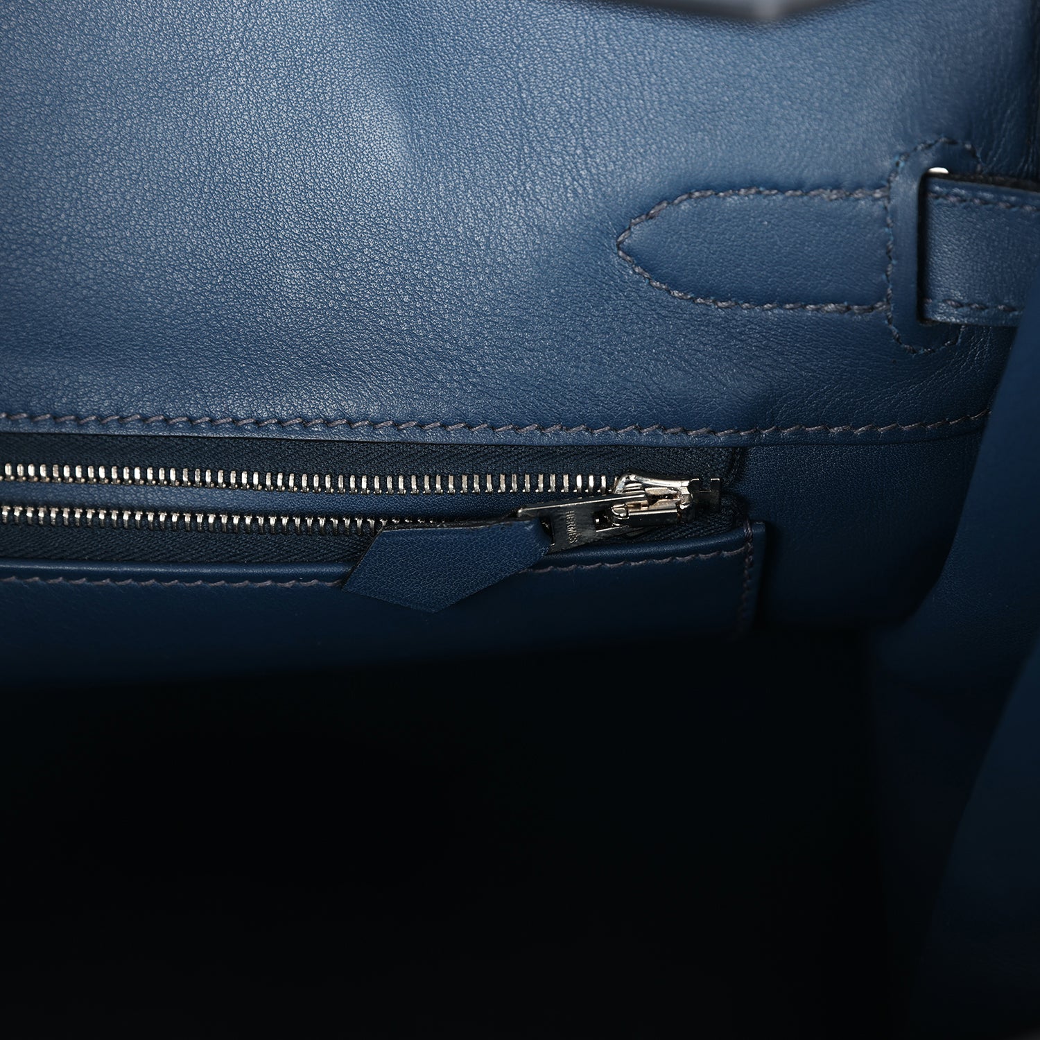 Pre-owned Hermes Birkin 30 Deep Bleu Swift Palladium Hardware