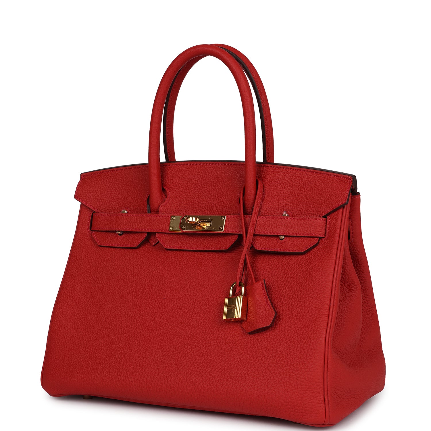 Pre-owned Hermes Birkin 30 Geranium Togo Gold Hardware