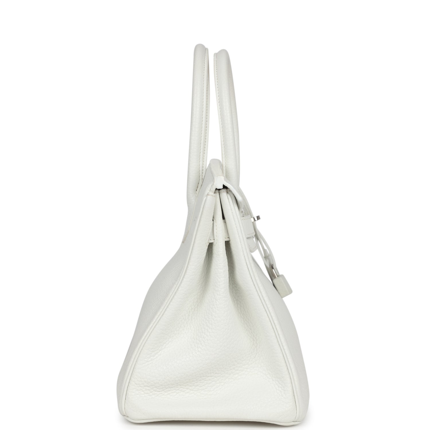 Pre-owned Hermes Birkin 30 White Clemence Palladium Hardware