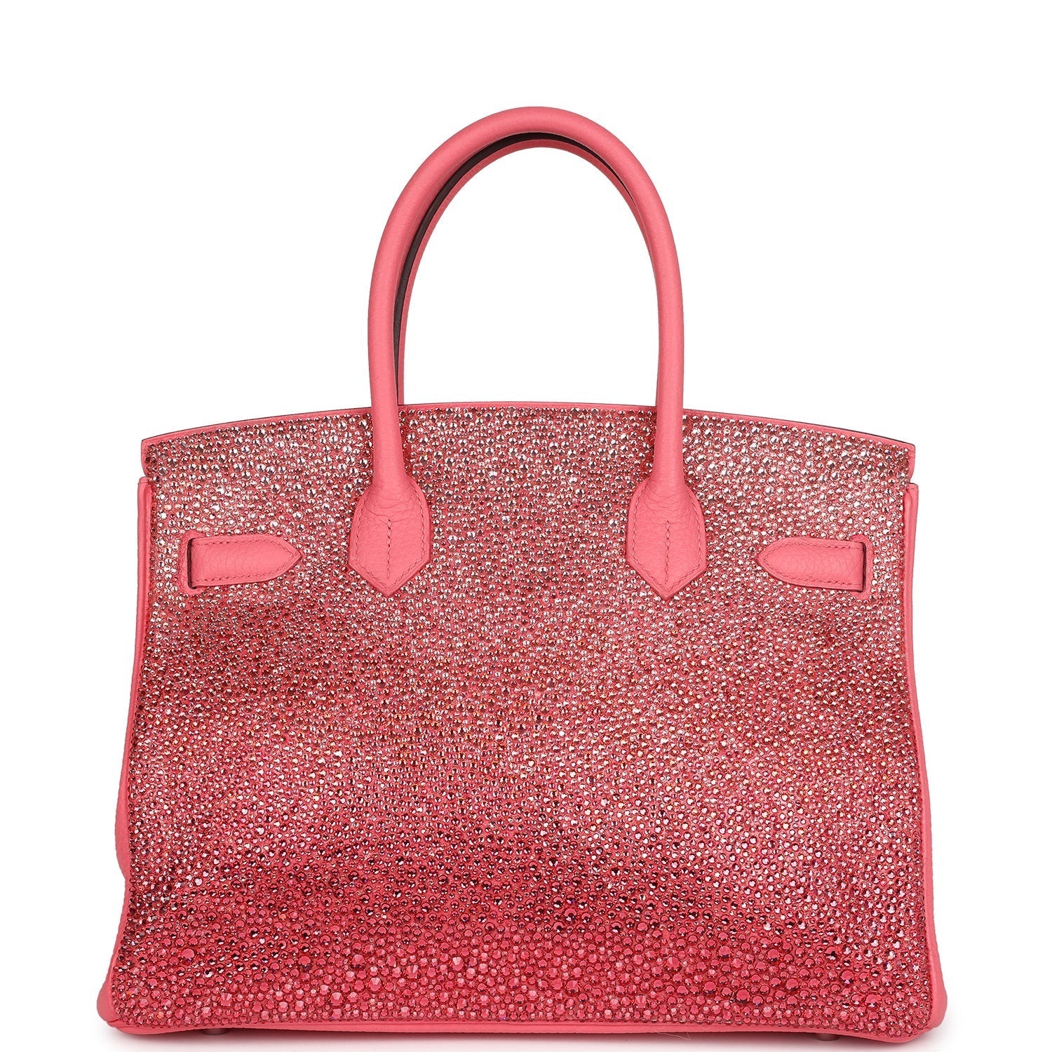 Custom Ombre Swarovski Crystal Hermes Birkin 30 Rose Azalee Clemence Palladium Hardware