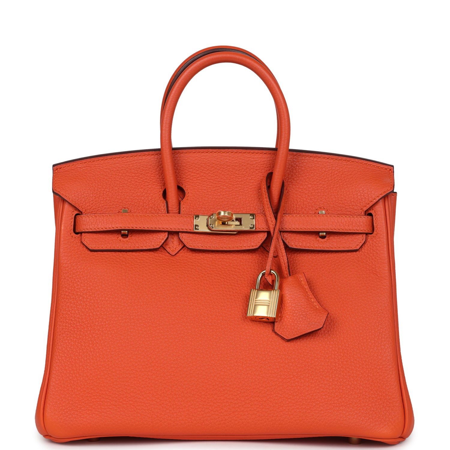 Pre-owned Hermes Birkin 25 Feu Togo Gold Hardware
