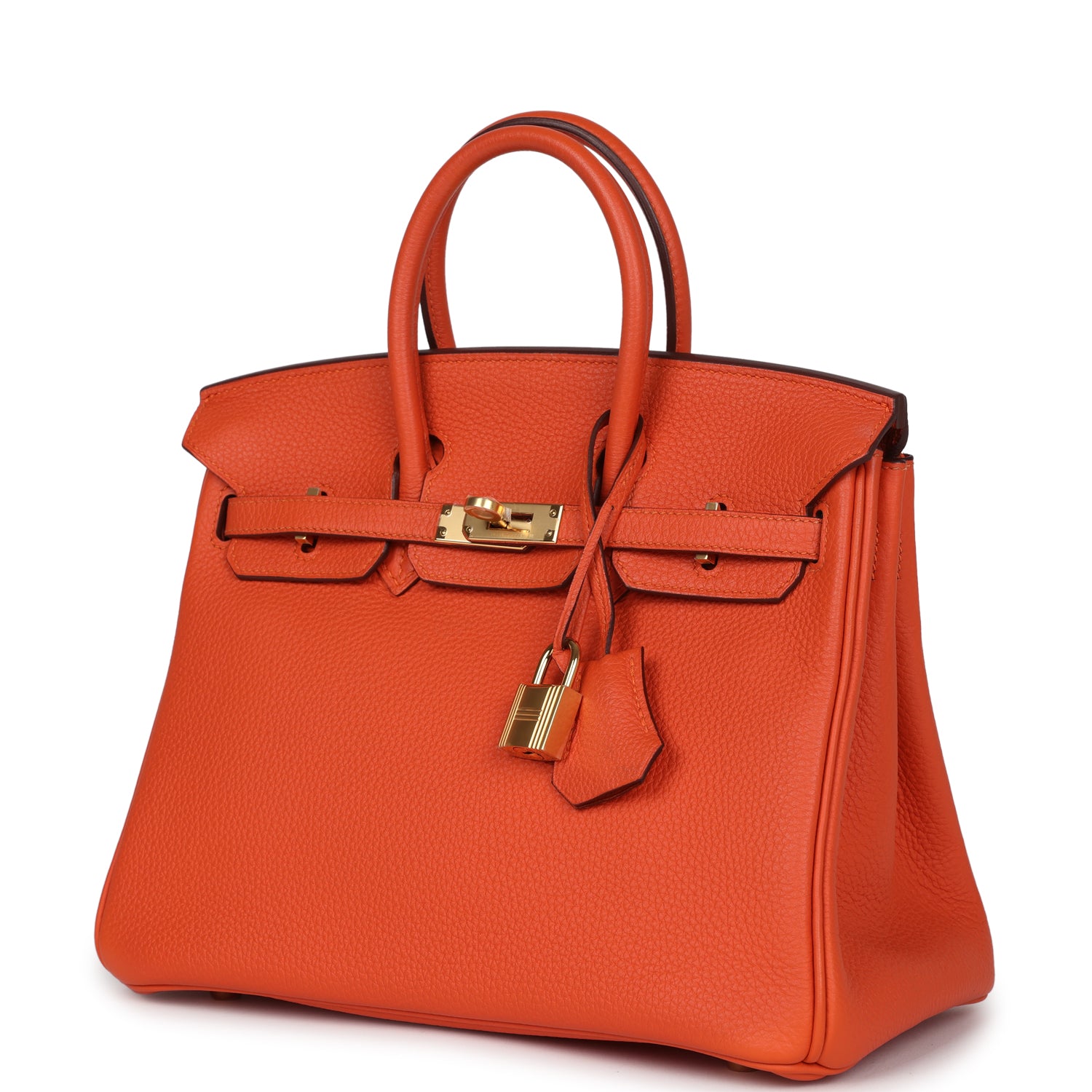 Pre-owned Hermes Birkin 25 Feu Togo Gold Hardware