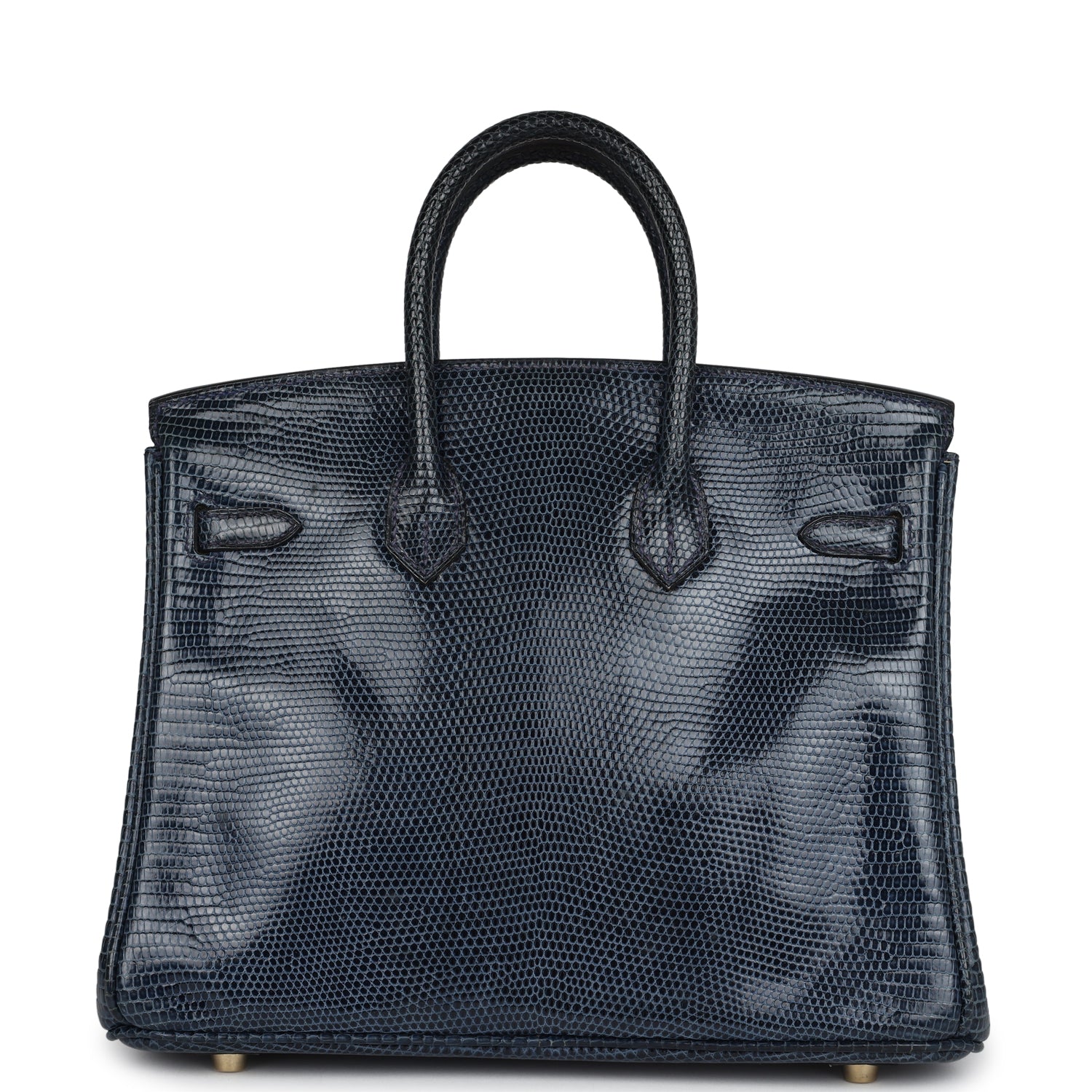 Pre-owned Hermes Birkin 25 Bleu De Malte Varanus Niloticus Lizard Gold Hardware