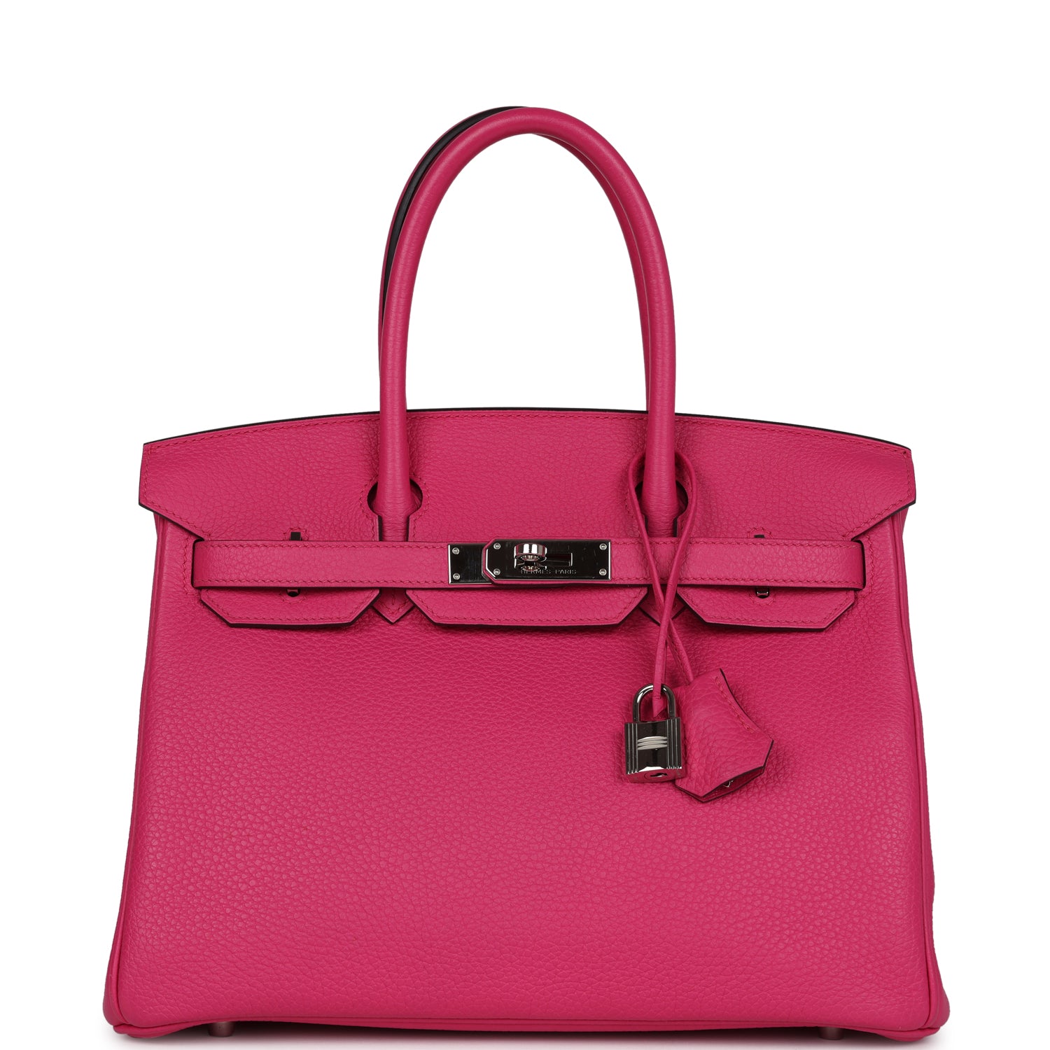 Pre-owned Hermes Birkin 30 Rose Shocking Clemence Palladium Hardware